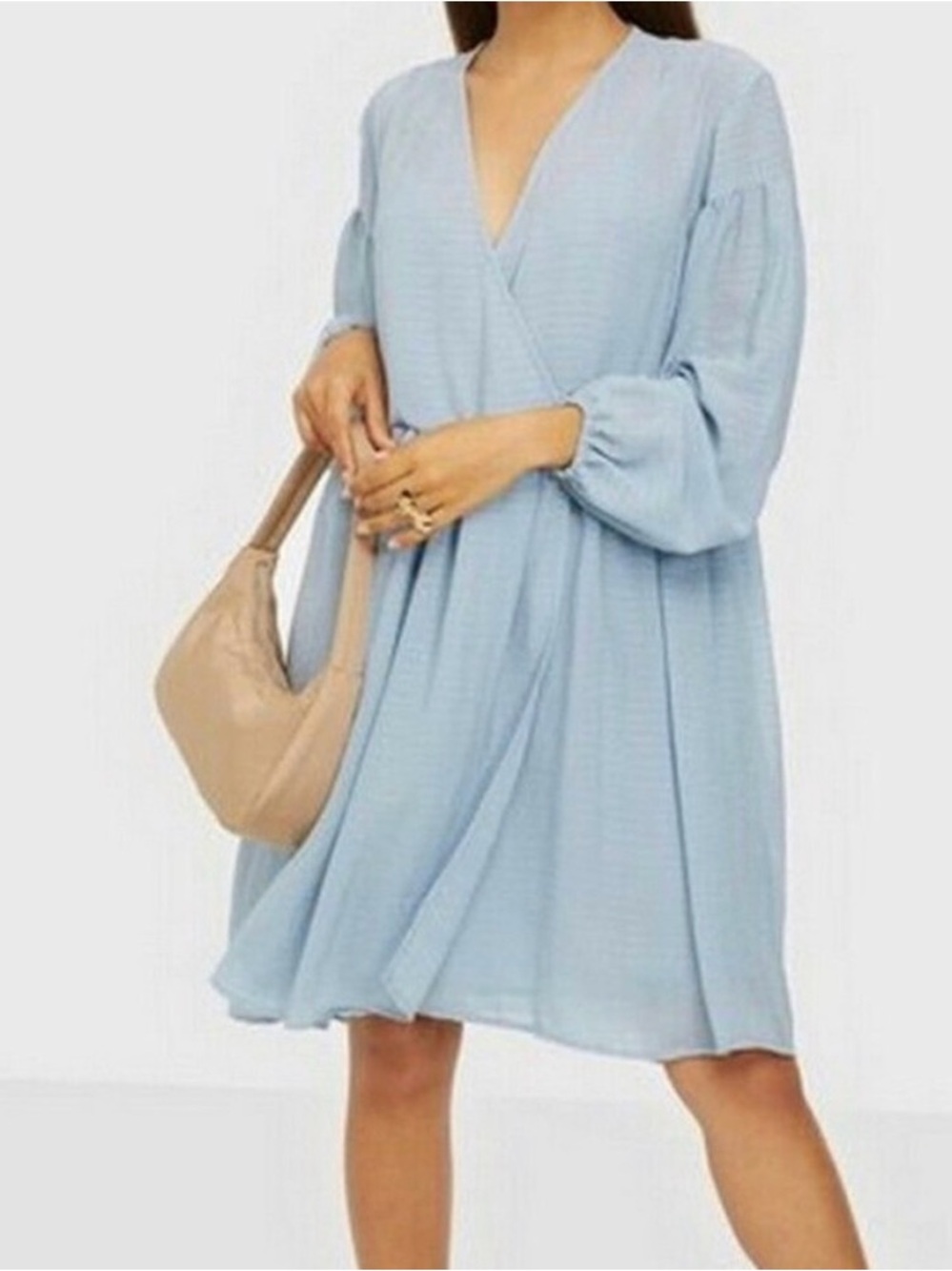 Samsoe Samsoe Dusty Blue Jolie Wrap Long Sleeve
Mini Dress Size S